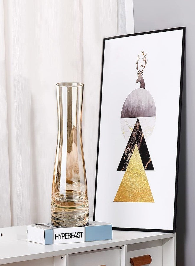 UM Creaciones Amber widebottom Glass Vase Perfect for Wedding & Home Decorative for Home Decor Living Room Office Set of 1, Cylindrical - Image 1